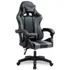 Image de AMS-800-BLACK Fauteuil / Chaise de bureau Gamer coloris noir & gris- coussin lombaire & appuie tête