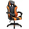 Image de AMS-800-ORANGE Fauteuil / Chaise de bureau Gamer coloris noir & orange - coussin lombaire & appuie tête