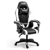 Image de ULTIMATE-WHITE Fauteuil / Chaise de bureau Gamer coloris blanche & rouge - coussin lombaire & appuie tête