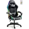 Image de ULTIMATE-BK-LED Fauteuil / Chaise de bureau Gamer coloris noir & grise - Eclairage LED 366 effets - Télécommande