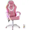 Image de Fauteuil gaming AMS-LED-SAKURA - simili cuir rose et blanc - Eclairage LED 366 effets - Télécommande