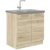 Image de LASSEN Meuble bas de cuisine sous évier L 80 cm Décor chene clair sonoma