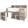 Image de Lit combiné enfant avec bureau rétractable Décor et chene 90 200 cm Sommier