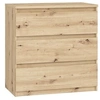 Image de Commode CHELSEA 3 tiroirs L 77 2 P 42 H 79 9 cm Décor chene artisan