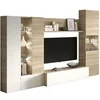 Image de ESSENCIAL Meuble TV avec LED classique brillant et décor chene L 260 cm Blanc