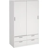 Image de Armoire mat 2 portes coulissantes 4 tiroirs L121 2 P60 25 H200 cm ONTARIO