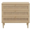 Image de Commode 3 tiroirs Décor Chene Cannage L90 4 P41 4 H80 cm CALASETTA