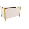 Image de Coffre a jouets en bois SCANDIWOOD - Blanc et beige - Pour enfant a partir de 36 mois