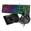Image de Pack 4-en-1 Ultimate 100 Ensemble Clavier gaming filaire Azerty Noir + Souris gaming filaire + Tapis de souris gaming + Casque arceau gaming filaire