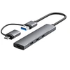 Image de DLH - Concentrateur (hub) - USB-C (M) / USB-A (M) avec USB-C (F) - 4 x USB 3.2 Gen 1 - de bureau