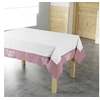 Image de Nappe rectangle 140 x 240 cm polyester brode bonheur Rose/Blanc