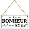 Image de Plaque à suspendre Le Bonheur 20 cm