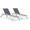 Image de Lot de 2 Bains de Soleil Empilables "Barcelona" 195cm Blanc