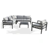 Image de Salon de jardin beaubourg gris 6 personnes 4 pieces 75 x 145 x 64 cm aluminium