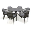 Image de Ensemble table et chaise de jardin dcb garden aluminium gris 6 personnes table rond 133.0 x 129 cm