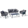 Image de Ensembles canapes. fauteuils et tables de jardin camargue gris aluminium 4 personnes 75 x 100 x 70 cm 4 pieces