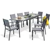 Image de Ensemble Table de Jardin 6 Chaises 2 Fauteuils Tolede 135-270cm Gris Anthracite