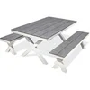Image de Table de Jardin & 2 Bancs Annecy - Aluminium & HPL - 175 cm - Blanc