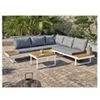 Image de Salon bas de jardin - Aluminium - DCB GARDEN - 5 places - Blanc et bois d'acacia - MIYAKO