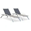Image de Lot de 2 Bains de Soleil Empilables "Barcelona" 195cm Blanc
