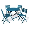 Image de Ensemble table et chaise de jardin city garden aluminium bleu 4 personnes table rond 110.0 cm x 110 cm