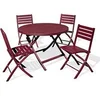 Image de Ensemble Table de Jardin Pliante 4 Chaises Marius 110cm Rouge Carmin