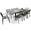 Image de Ensemble Table de Jardin Stockholm - 6 Chaises & 2 Fauteuils - 150-225cm - Gris Anthracite