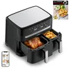 Image de Moulinex air fryer deux compartiments + livre de 20 recettes, Capacité XXL 8,3L, Jusqu'à 8 personnes, 7 Programmes automatiques, Ecran tactile digital, Dual essential inox, YY5545FB en occasion ou reconditionné