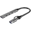 Image de HUB USB-C ULTRA SLIM + ADAPTATEUR USB-C FEMELLE /USB-A MALE AVEC 1 PORT USB-A 3.0 et 3 PORTS USB-C