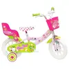 Image de Vélo enfant - Modèle 12'' Pink Bloom pour fille de taille 85 à 100 cm avec stabilisateurs, 1 frein avant, panier avant, carter, garde boues et