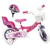Image de Vélo enfant - Modèle 12'' Minnie de pour fille de taille 85 à 100 cm équipé de 1 frein, porte poupée, panier avant, garde boues, stabilisateurs +