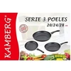Image de 3 poêles 20/24/28 cm marbrées, manches fixes,