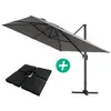 Image de Parasol jardin déporté Alu "Sun 4 " - Rectangle - 3 x 4 m - Gris - Dalles à lester incluses