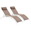 Image de Lot de 2 bain de soleil L. 80 cm H. 93 cm marron en aluminium empilable non pliable