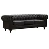Image de Canapé fixe Chesterfield Aliza - 204 x 80 x 58 cm - 3 places - Marron