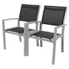 Image de Fauteuil jardin Alu/Textilène "Tropic" - Phoenix - Noir - Lot de 2