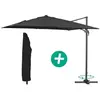 Image de Parasol jardin déporté Alu "Sun 3" - Carré - 3 x 3 m - Noir + housse de protection