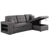 Image de Canape angle fixe 3 places en lin gris 90 x 146 x 86 cm