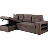 Image de Canape angle fixe 3 places en lin marron 86 x 233 x 86 cm