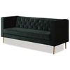 Image de Canape droit 3 places en velours vert 76 x 196 x 82 cm