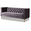 Image de Canape droit 3 places en velours gris 76 x 196 x 82 cm