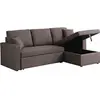 Image de Canape angle fixe 3 places en lin marron 145 x 145 x 85 cm