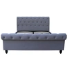 Image de Lit 230 x 152 x 107 cm en velours sommier a lattes pour 2 personnes de couleur gris