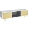 Image de Meuble TV LED "Inna" - 140 x 42 x 45 cm - Blanc/Chêne