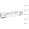 Image de Meuble TV LED laqué "Tina" - 187.5 x 34 x 38 cm - Blanc