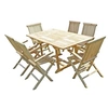Image de Ensemble salon de jardin en teck SERANG 6 fauteuils pliants
