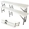 Image de Banc en Plastique Robuste, Banc Pliant Transportable, 183 x 43 x 30 cm, Blanc, Pliable en deux, Pack de 2, Nombre de places: 2 à 4 personnes par banc