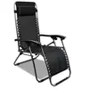 Image de Transat en Textilène de Jardin, Chaise Longue Inclinable, 165 x 112 x 65 cm, Noir, Textilène, Avec coussin, Charge maximale: 100 kg