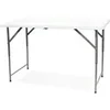 Image de Table de camping pliante réglable en hauteur, traiteur pliante table 120x60x76cm, table pliante transportable, charge maximale: 70 kg, blanc