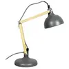 Image de - Lampe de table Grise mat et Bois - Largeur 15 cm - Hauteur 42 cm